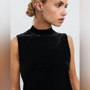 Black High Neck Velvet Top Size S NWT